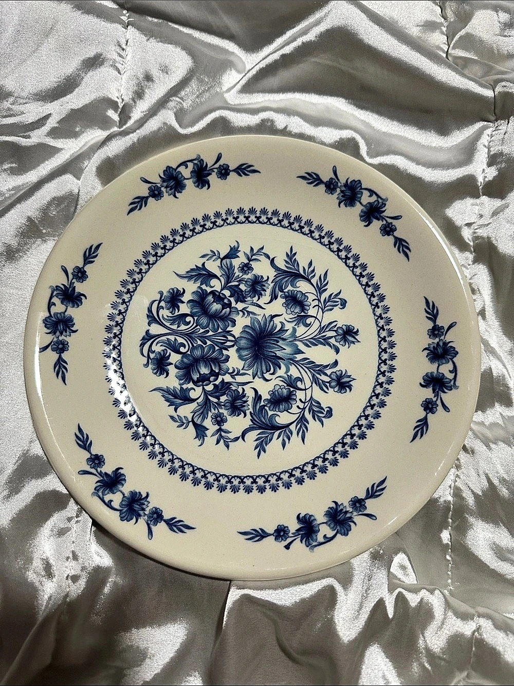 1980s Sado Internacional Blue and White Floral Salad Plate Blue & White Floral S